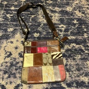 Vintage coach patchwork genuine leather strap purse